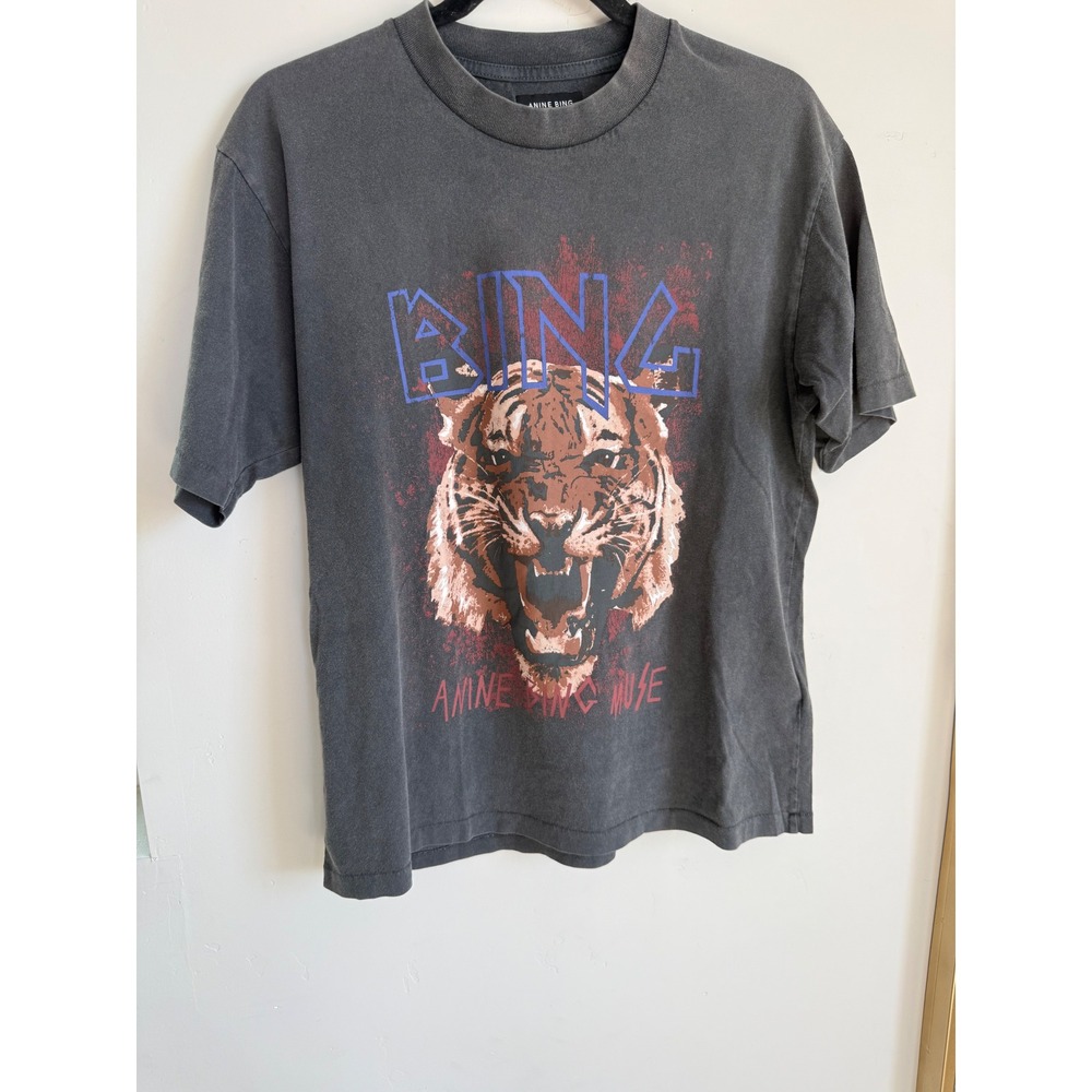 Anine Bing Tiger Graphic Tee Vintage Wash Organic Cotton Band Style TShirt Small